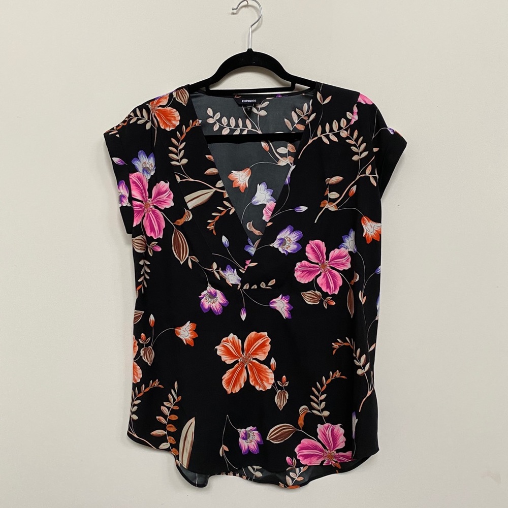 Deep V Floral Shirt